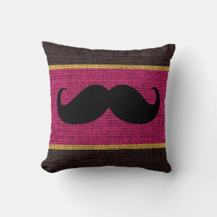 Coussin Black Mustache Pansy Purple Burlap Jute Arrière - 