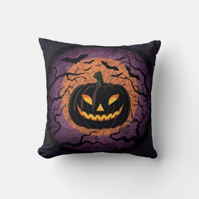 Coussin  Black Pumpkin Halloween Pillow (Recto)
