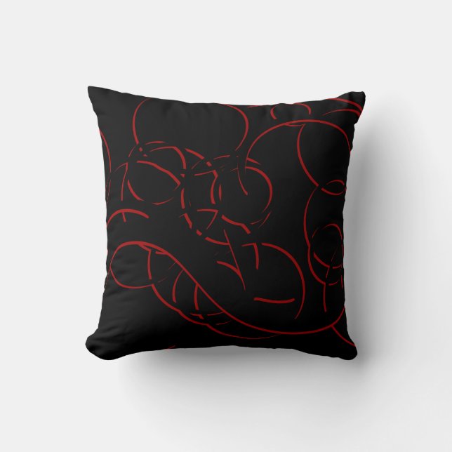 Coussin Black & Red Moderne Élégante Abstraite perruques (Recto)