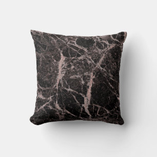 Coussin Black & Rose Gold Pink Parties scintillant Marble 