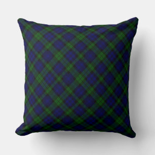 Coussin Black Watch Tartan bleu vert Plaid