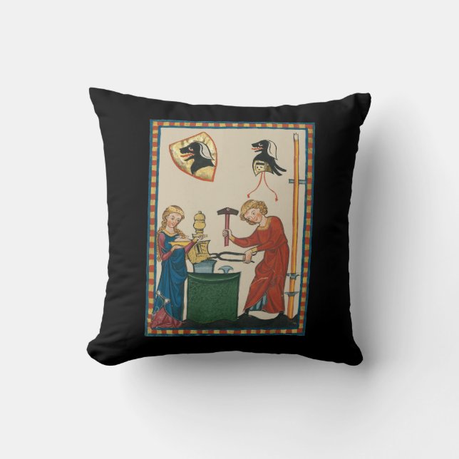 Coussin Blacksmith Forge Casque Art Médiéval (Recto)
