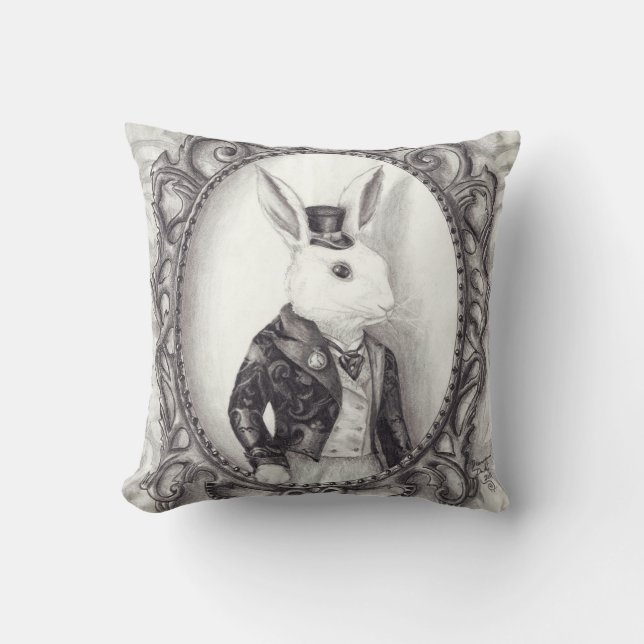 Coussin blanc Alice de lapin dans le coussin du (Recto)