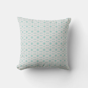Coussin Blanc Argenté et Turquoise Sarcelle