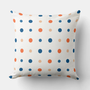 Coussin Blanc avec des points bleus et orange