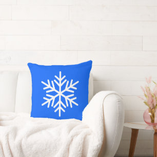 Coussin Blanc brillant et amusant flocon de neige alpin su