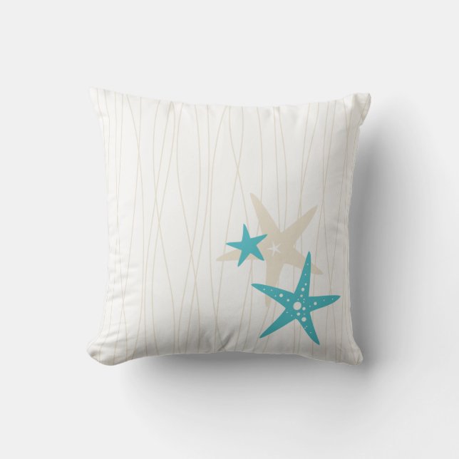 Coussin blanc carré d'étoiles de mer (Recto)