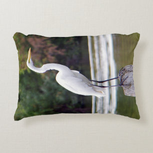 Coussin blanc d'accent de grue