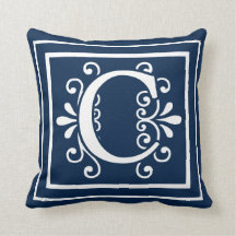 Blanc de bleu marine de monogramme de la lettre C