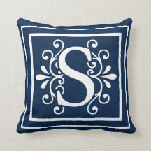 Blanc de bleu marine de monogramme de la lettre S