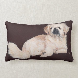 Coussin blanc de chien de Pekingese