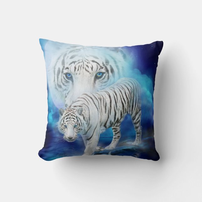 Coussin blanc de concepteur d'art de lune de tigre (Recto)