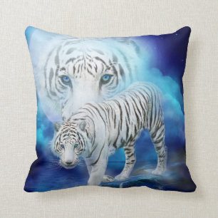 Coussin blanc de concepteur d'art de lune de tigre
