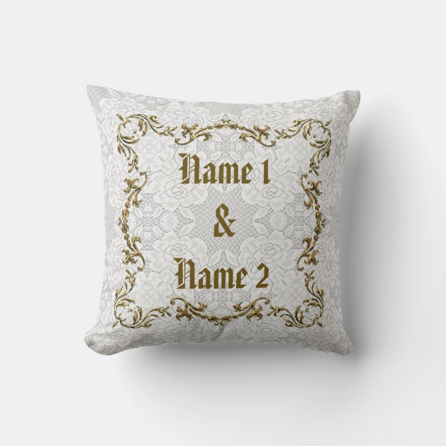 Coussin blanc de date de noms de coutume de (Recto)