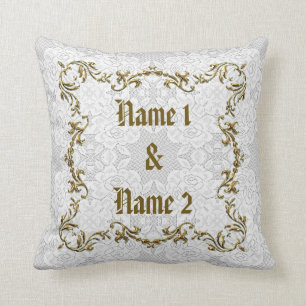 Coussin blanc de date de noms de coutume de
