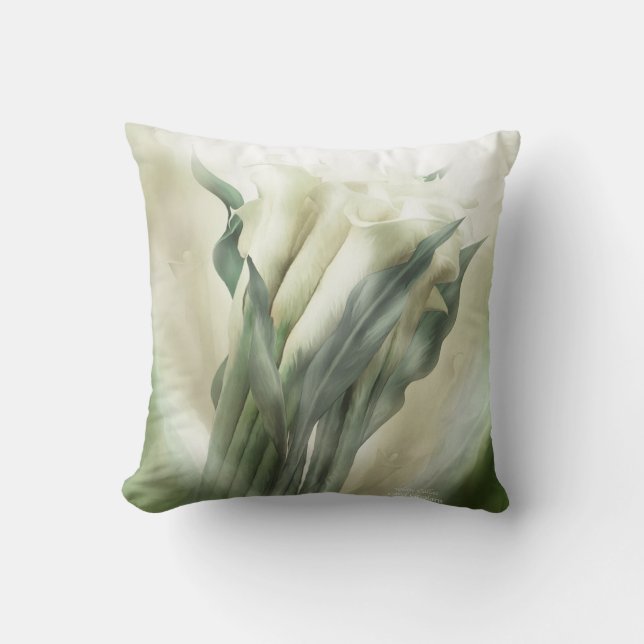 Coussin blanc de décorateur d'art de zantedeschias (Recto)