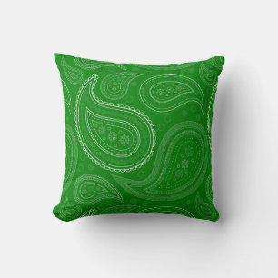 Coussin Blanc de Paisley sur le carreau vert