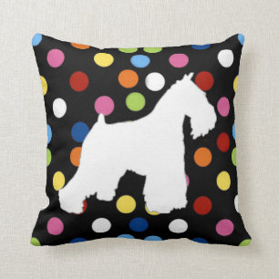 Coussin blanc de point de polka de Schnauzer