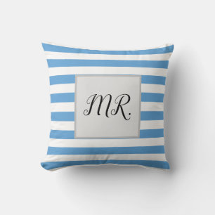 Coussin Blanc Et Bleu Clair M.