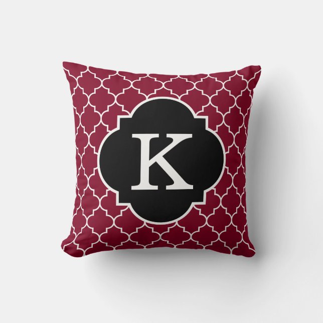 Coussin Blanc et monogramme noirs de Bourgogne Quatrefoil (Recto)