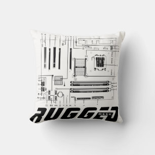 Coussin blanc et noir RUGGED GEEK technologie de la carte