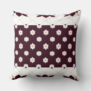 Coussin Blanc Floral Géométrique Classique Botanique Bourg
