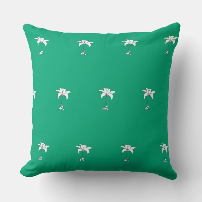 Coussin Blanc Floral Repeat Green (Recto)