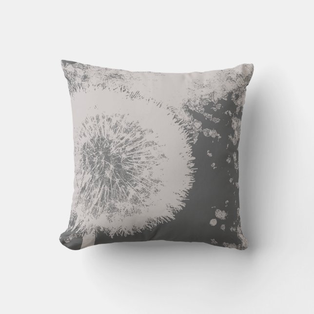 Coussin Blanc gris de fleur abstraite florale moderne de (Recto)