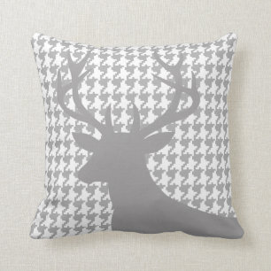 Coussin Blanc gris principal du pied-de-poule   de cerfs