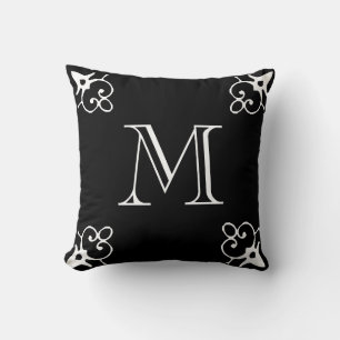 Coussin Blanc MONOGRAM couleur solide noir