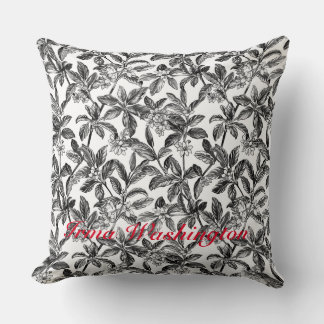 Coussin Blanc noir antique vieux botanique 2