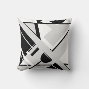 Coussin Blanc noir sur les formes géométriques gris clair