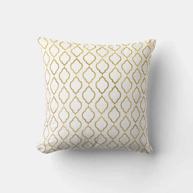 Coussin Blanc & Or Arabian Marocain Glam Thème Indien (Recto)