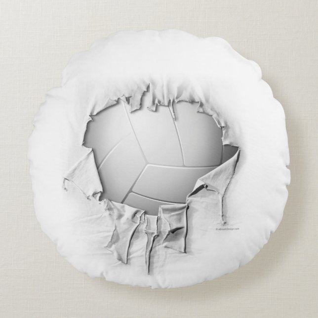 Coussin blanc rond de volley-ball déchiré (Devant)