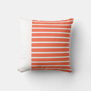Coussin Blanc, rose Vintage rayures Art Design Abstrait