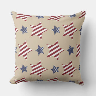 COUSSIN BLANC ROUGE ÉTOILES ET STRIPES PATRIOTIQUES