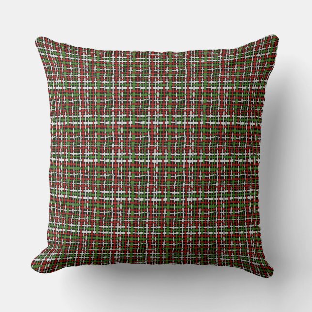 Coussin Blanc rouge tissé graphique de vert de toile de (Recto)
