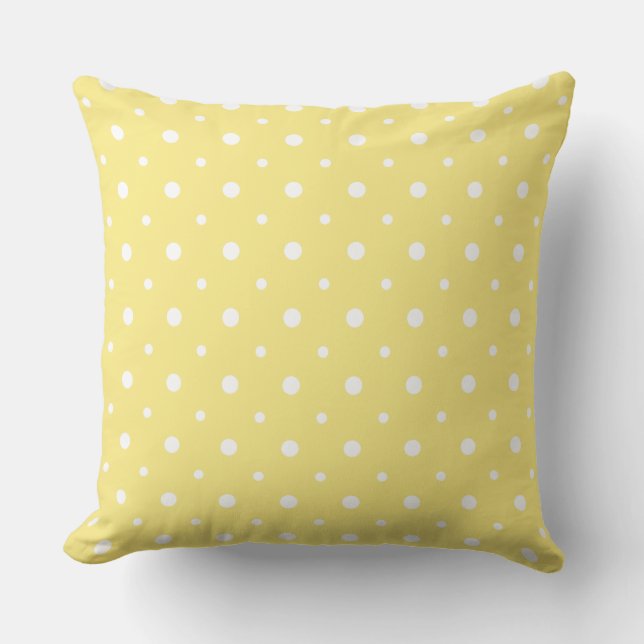 Coussin Blanc sur citron jaune quirky Polka Motif (Recto)