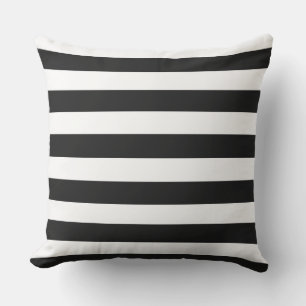 Coussin BLANC sur NOIR Élégant élégant et moderne rayures