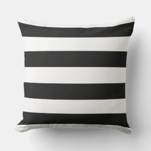 Coussin BLANC sur NOIR Élégant élégant et moderne rayures 