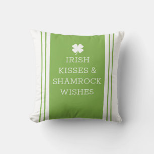 Coussin Blanc Vert Personnaliser le message Clover Leaf