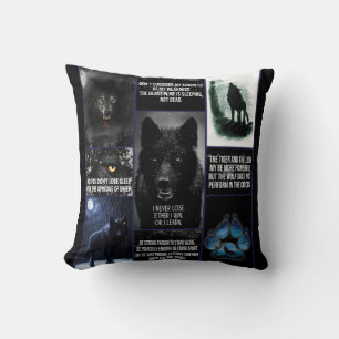 Coussin Blanche Loup Noir, Blanche Cadeau Amour Animal