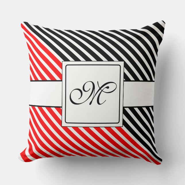 Coussin Blancs étroits + votre dos et votre monogramme (Recto)