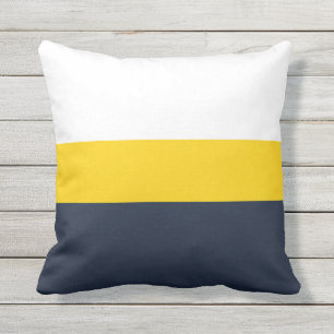 Coussin Blancs jaunes et rayures marines