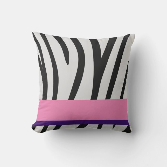 Coussin Blancs Zèbre Noir/Blanc/Toute Ligne Couleur/Violet (Recto)