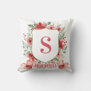 Coussin Blason de vacances grandmillennial   Monogramme de