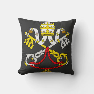 Coussin Blason du Vatican Emblème d'art fin de luxe