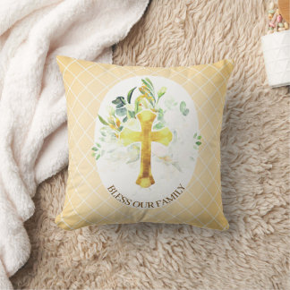 Coussin "Bless our Family" Christian Cross 