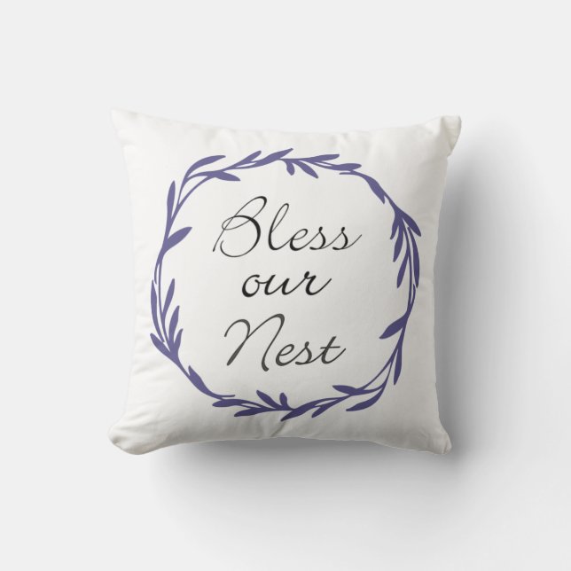 Coussin Bless Our Nest with Wreath Throw Pillow (Recto)