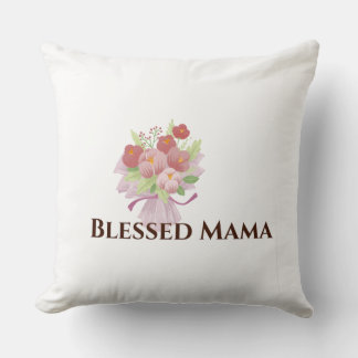 Coussin Blessed Mama Decorative Floral Throw Pillow